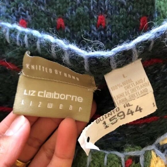 Liz Claiborne Lizwear Hand Knit Holiday Sweater Size L - Picture 5 of 5